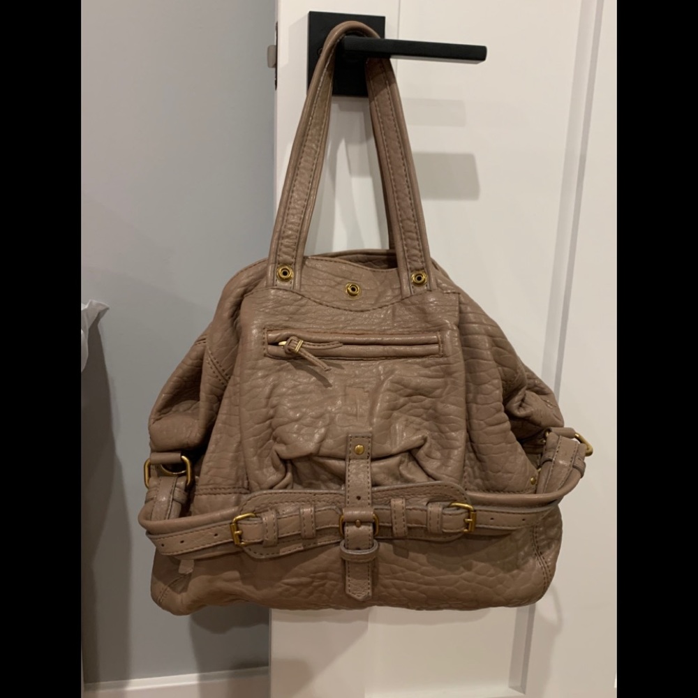 Billy M Putty Gray Lambskin Shoulder Bag